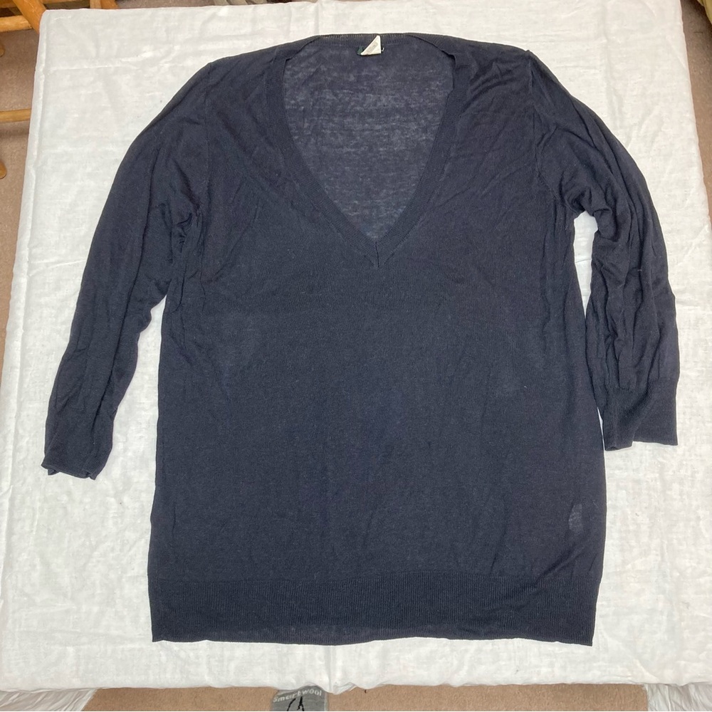 Vintage J. Crew Dark Blue Silk and Linen Knit Top